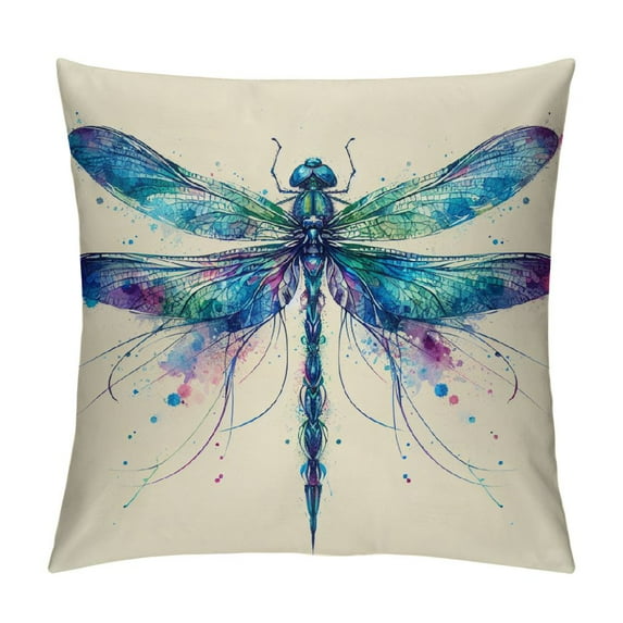 YANMS Colorful Dragonfly Pillow Covers Ink Decorative Throw Pillow Covers Cushion Case for Home Sofa Couch Decoration