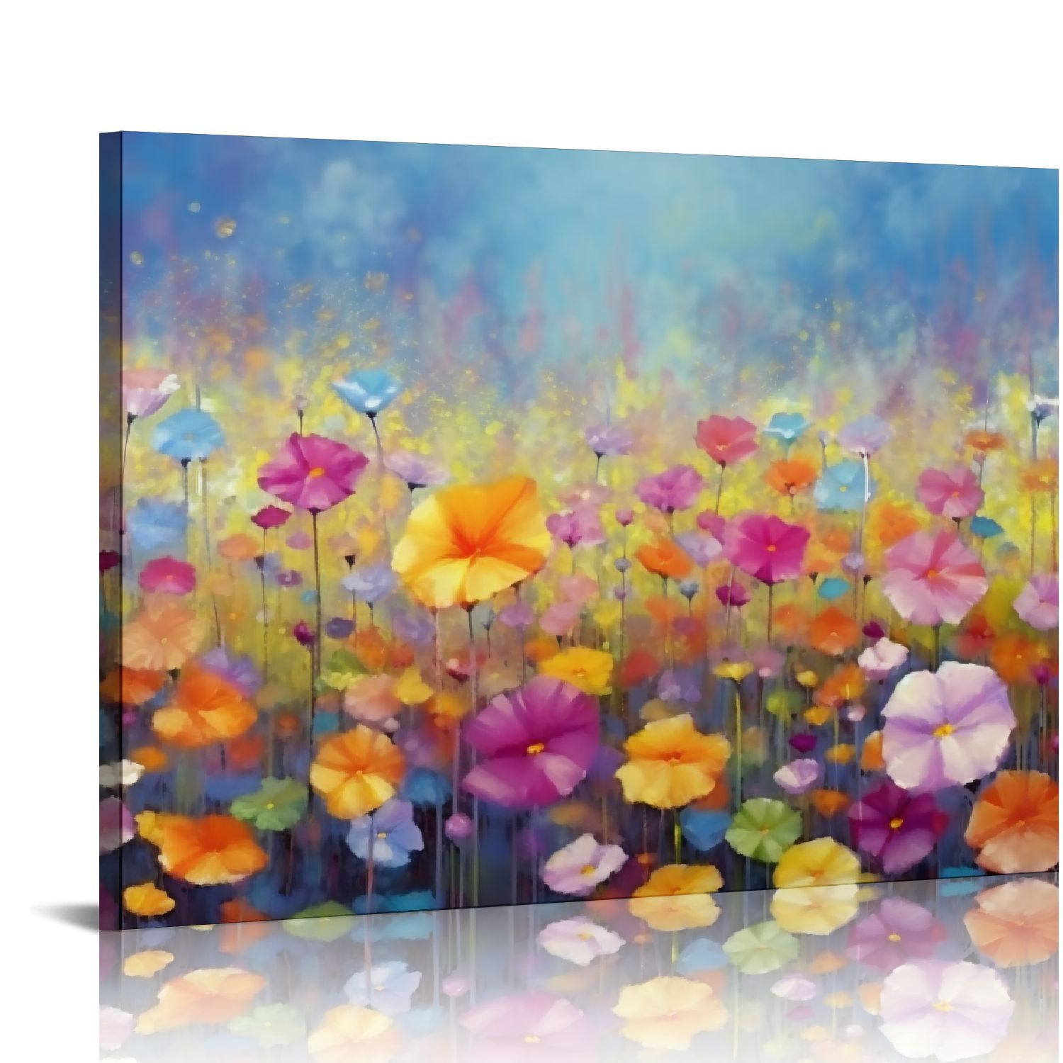 COMIO Colorful Floral Canvas Wall Art for Living Room - Abstract ...