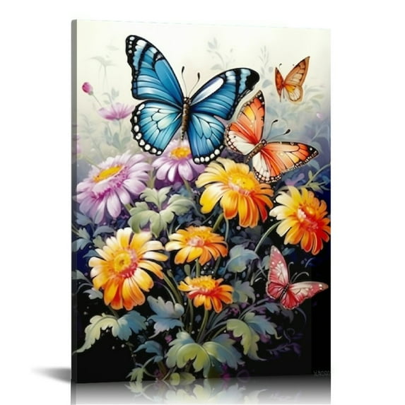 COMIO Colorful Floral Wall Art Prints,Watercolor Wildflower Butterfly Wall Art Poster,Plants Flowers Aesthetic Canvas Posters,for Wall Decoration Of Living Room,Office,Bathroom