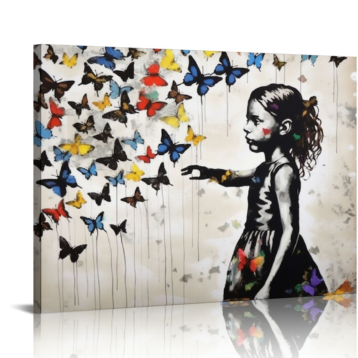 COMIO Colorful Graffiti Street Canvas Wall Art Funny Butterfly Street ...