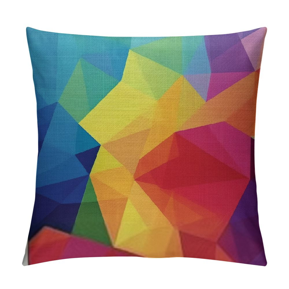 COMIO Colorful Irregular Polygon Throw Pillow Cover Cubism Triangle ...