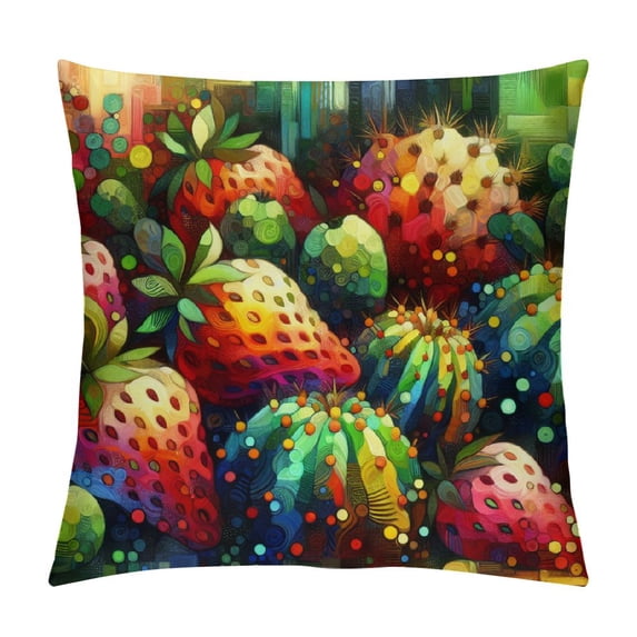 COMIO Colorful Mexico Prickly Pear Cactus Throw Pillow Cover Succulent Plant Throw Pillow Case Decorative Cushion Cover Pillowcase White