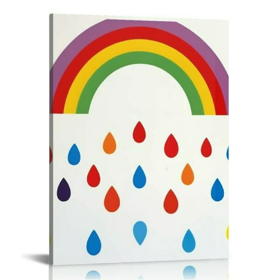COMIO  Colorful Rainbow And Sunshine Quotes Art Print Inspirational Canvas Poster Painting,Weather Nursery Wall Art For Classroom Or Kid Room Home Decor