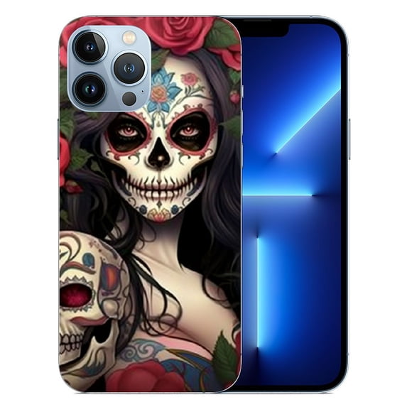 COMIO Compatible with iPhone 15 Pro Max Case,Lady Rose Skull Amazing Pattern Design Shockproof Anti-Scratch Hard PC Back Case for iPhone 15 Pro Max