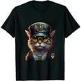 thumbnail image 1 of COMIO Cool Funny Hip Hop Music Producer Rapper Cat T-Shirt, 1 of 3