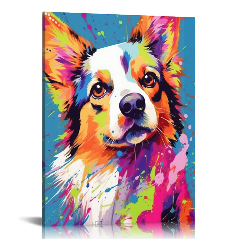 COMIO Poster,Dog Wall Art,Colorful Canvas Wall Art For