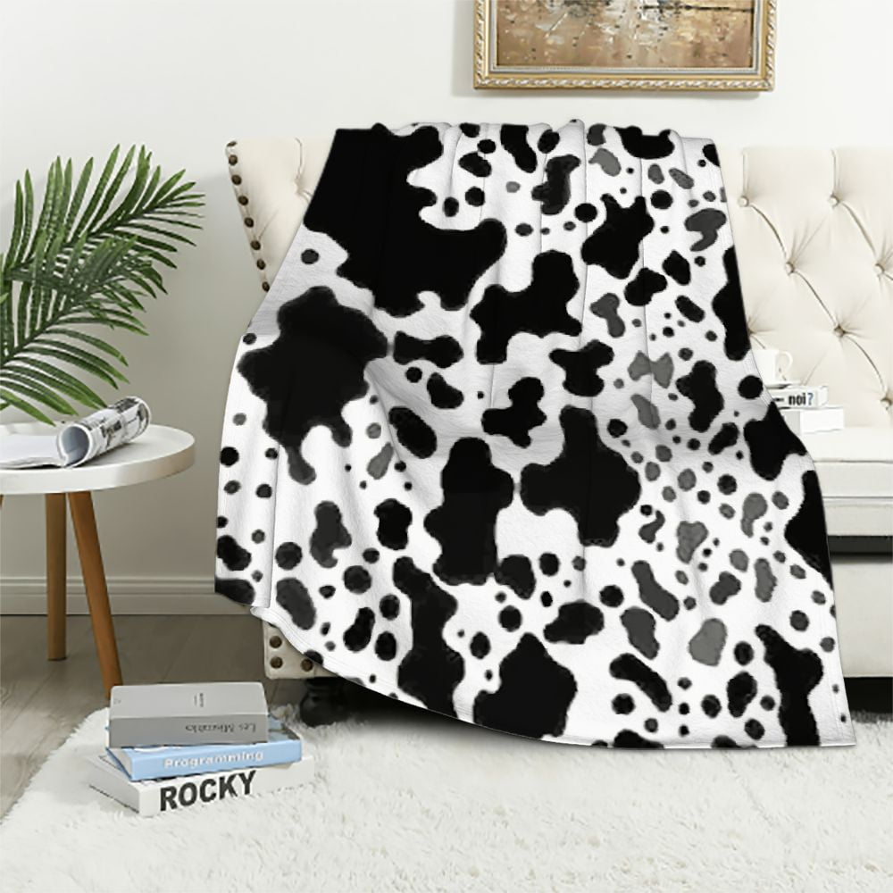 COMIO Cow Print Blanket, Cow Blanket for Kids Adults, Soft Cow Throw