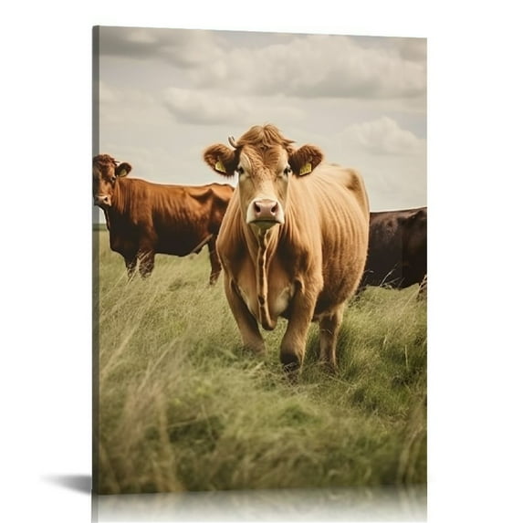 COMIO Cow Wall Art Cow Horse Decor Gifts Farmhouse Wall Decor Rustic Nature Western Farm Animal Countryside Art Print Painting for Home Bedroom Bathroom Living Room