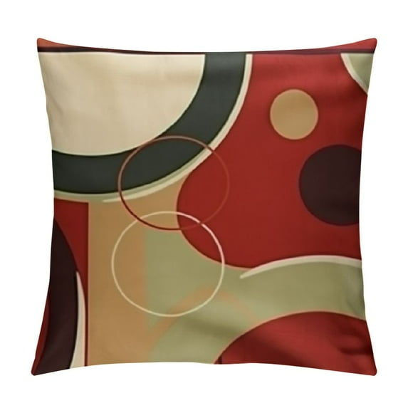 COMIO Cranberry red tan Black Geometric Circle Decorative Throw Pillow Case,Home Decoration Pillowcase Zippered Pillow Covers Cushion Cover for Book Lover Worm Sofa Couch