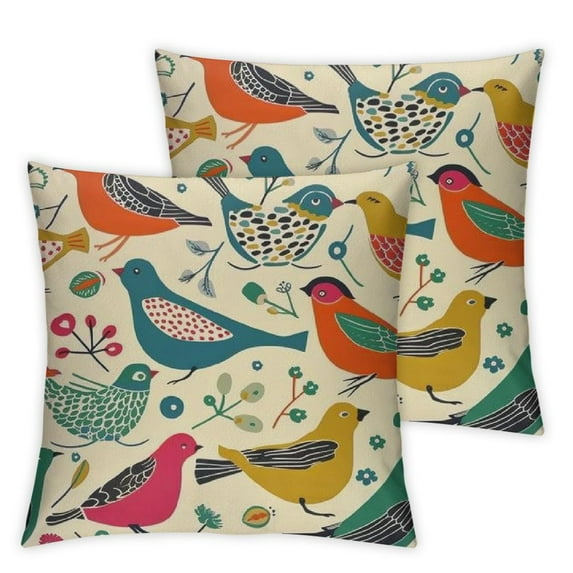 YANMS Midcentury Modern Simple Lines Colorful Bird Hidden Throw Pillow Covers (Two Sides)2pc