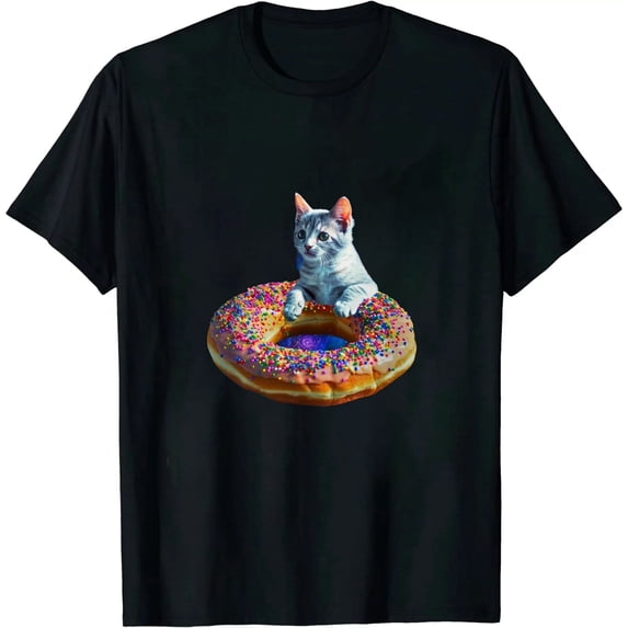 COMIO Cute Cat inside Donut in Space in Space Tee T-Shirt