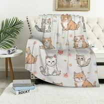 COMIO Cute Cats Sherpa Throw Blanket for Couch Bed, Soft Cozy Kitten Animal Print Flannel Blanket Warm Lightweight Fuzzy Plush Blanket Cat Lover Gifts for Kids Adults