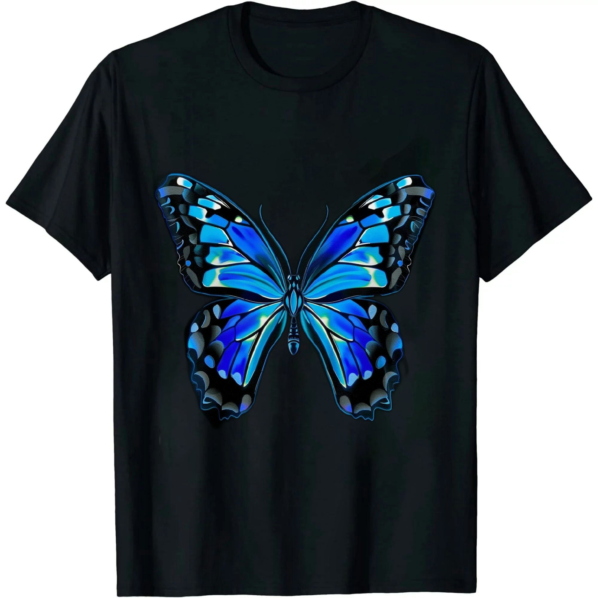 CD 25 Butterfly Coconut Print Shirt White Blue Cotton