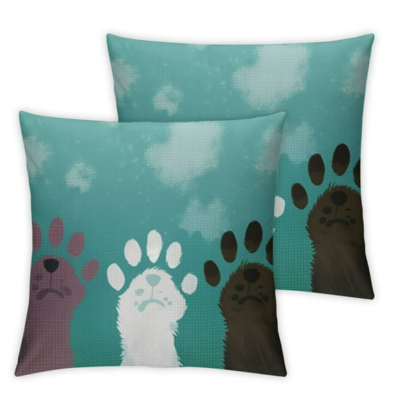 COMIO Cute Colorful Cat Paws Pillow Case 2-Pack Short Plush Pillowcase White