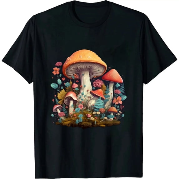 COMIO Cute Cottagecore Floral Mushroom Aesthetic Girls Graphic T-Shirt