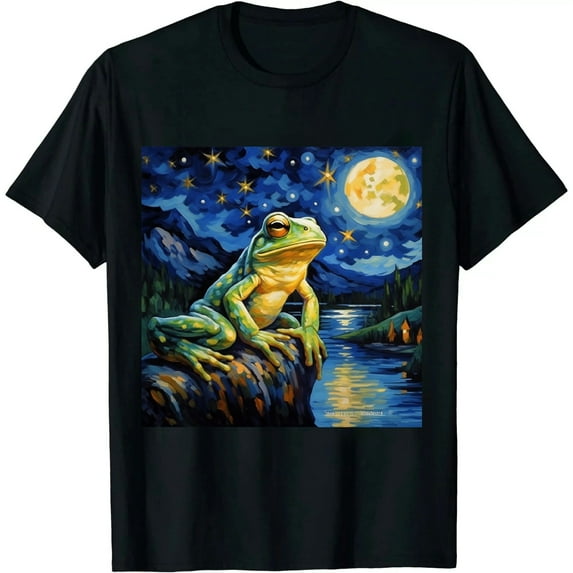 COMIO Cute Cottagecore Van Gogh Starry Night Frog Aesthetic Gifts T-Shirt