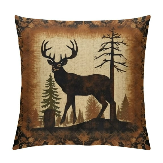 COMIO Cute Deer Throw Pillow Covers Soft for Girls Boys Kids Deer Hunting Throw Pillowcases Room Bear Paw Print Tree Pattern Pillow Cases Cushion Covers Exotic Style Brown Cushion Cases