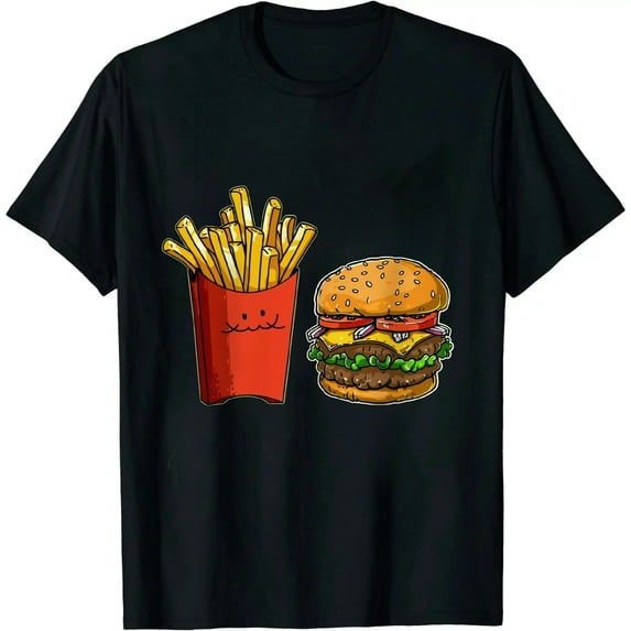COMIO Cute Hamburger Art Men Women Hamburger French Fries Lovers T-Shirt