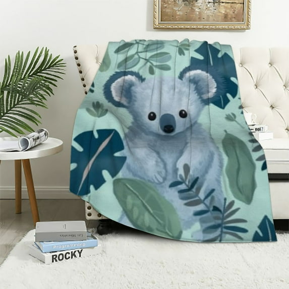 COMIO Cute Koalas Soft Throw Blanket Lightweight Flannel Blanket for Couch Bed Sofa Travelling Camping for Kids Adults
