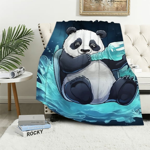 COMIO Cute Panda Blanket Funny Panda Decor Animal Throw Blanket Panda Gifts for Girls Boys Super Warm Soft Plush Lightweight Flannel Blanket Winter Couch Bedding Blanket for Kids Adults Women