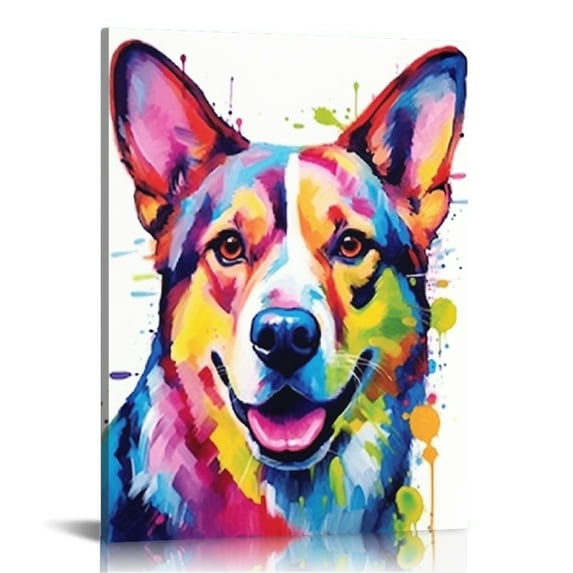 COMIO Cute Puppy Canvas Wall Art Puppy Front Quote Art Printing, Cute Puppy Canvas Wall Art, Pet Canvas Painting Puppy Art Works, Bedroom Watercolor Original Art Printing