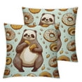 thumbnail image 1 of QZHH  Cute Sloths Sitting Around Donuts Pattern Pillow Covers Printed Throw Pillow Cases Outdoor Decorative Pillow Covers Brown and Green 2pc, 1 of 6
