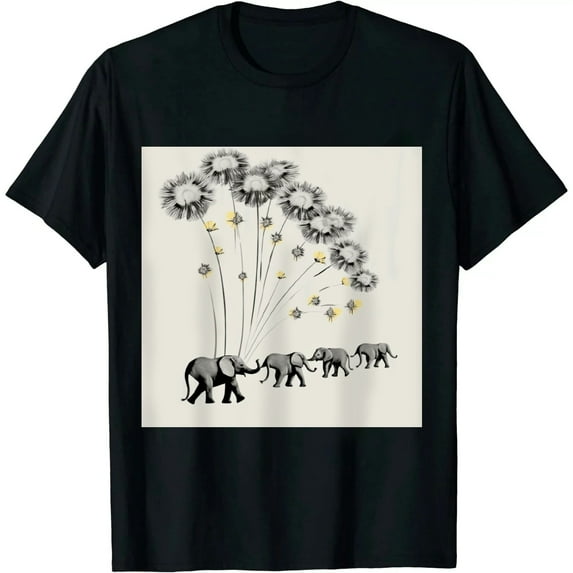 COMIO Dandelion Elephants Shirt for Elephant Lover Womens Elephant T-Shirt