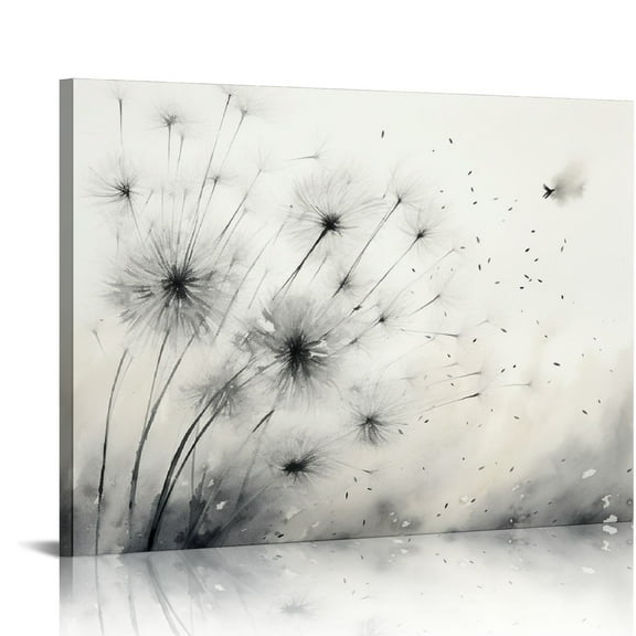 COMIO  Dandelion Flower Wall Art - Black And White Dandelion Canvas Print Arts For Modern Home Farmhouse Living Room Wall Decor Ready To Hang