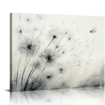 COMIO Dandelion Flower Wall Art - Black And White Dandelion Canvas Print Arts For Modern Home Farmhouse Living Room Wall Decor Ready To Hang