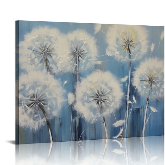COMIO Dandelion Painting Wall Art Canvas Print Picture Framed Wall Art for Living Room Large White Flower Flora Home Bedroom Decoration Modern Artwork Wall Decor Big Size