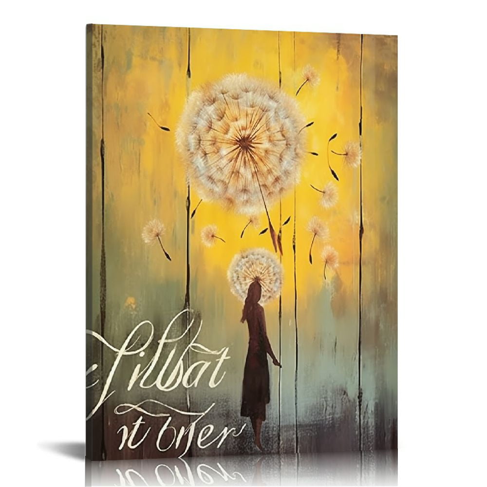COMIO Dandelion Sunset Pictures Wall Art Rustic Dandelion Wall Decor