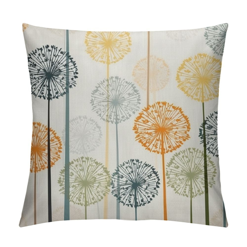 BETGINY Spring Floral Pillow Covers 16x16 Inch - 2 Pack Watercolor Blue & Yellow Flower Design, Linen Blend