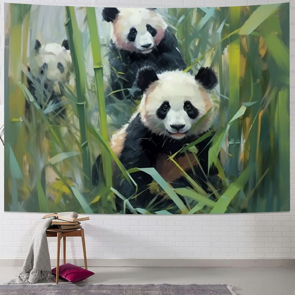 COMIO Decorations for Dorm Hanging Tapestry Style Bamboo Panda Painting ...