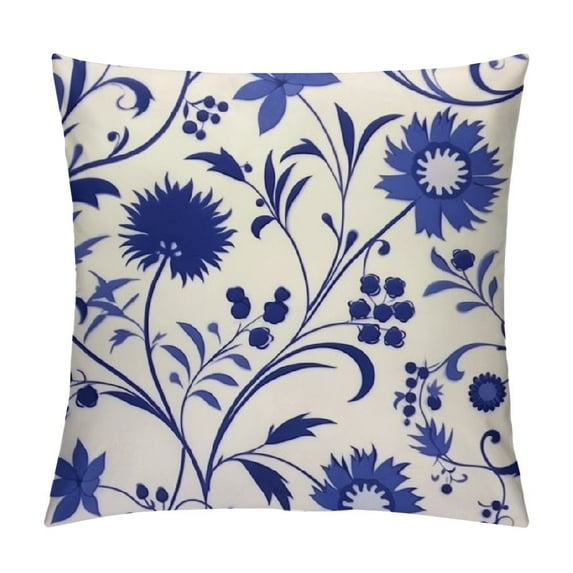 COMIO Decorative Blue and White Porcelain Pattern Throw Pillow Covers Faux Leather Farmhouse Couch Pillows Cover for Home Decor