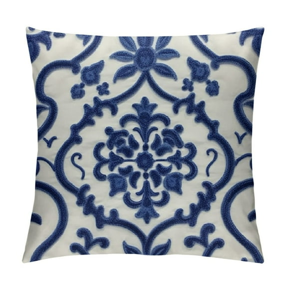 COMIO Decorative Cushion Covers Navy Blue Bohemian Flower Throw Pillow Covers