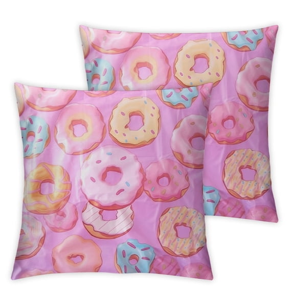 COMIO Decorative Throw Pillow Cases Pink Donuts Pattern Throw Pillow Cover with Hidden Zipper Soft Cushion Covers for Bed Sofa Couch Car Bench 2pc