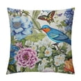 thumbnail image 1 of COMIO Decorative Throw Pillow Cover Cushion Case Watercolor Floral Vintage Pattern Flowers Birds Butterflies Peony Primrose Blue Hyacinth On Nature Pillow Cover for Sofa Bedroom, 1 of 5