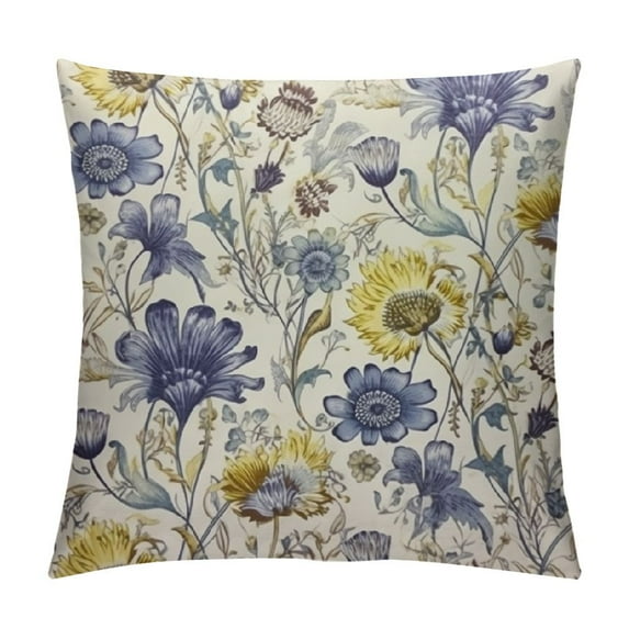 COMIO Decorative Throw Pillow Cover, Watercolor Dandelion Pillow Cases Protectors Accent Square Pillowcase for Couch Sofa Bedroom Living Room Abstract Printed Brown Yellow Blue