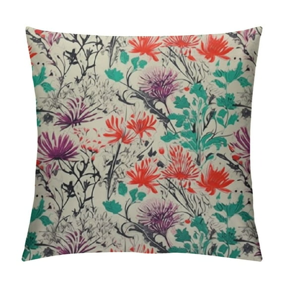 COMIO Decorative Throw Pillow Cover, Watercolor Dandelion Pillow Cases Protectors Accent Square Pillowcase for Couch Sofa Bedroom Living Room Abstract Printed Pink Blue Green
