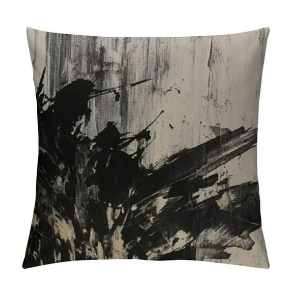 COMIO Decorative Throw Pillow Covers for Couch Black White Painted Dirty Texture Grunge Abstract Spot Stroke Textures Deep with Marbling Artwork Bed Car Pillows Case