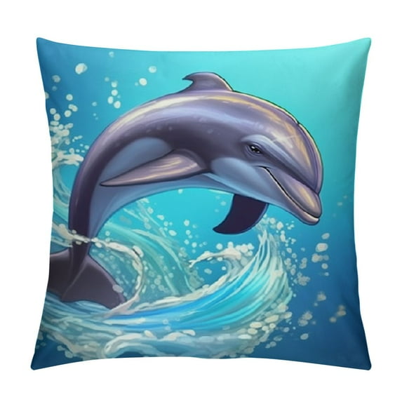 COMIO  Decorative Throw Pillow Covers Rustic Farmhouse Cute Dolphin Decor Throw Pillowcovers Soft Pillow Case Square Cushion Case for Sofa Decor