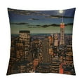 thumbnail image 1 of COMIO Decorative Throw Pillow Covers Skyscraper Blue Panoramic New York Skyline View by Night America City Cityscape Cloud Empire Square Cushion Case for Home Decor, 1 of 5