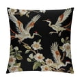 thumbnail image 1 of COMIO Decorative Throw Pillow Covers White Cranes Asian Birds Flowers Black Square Pillow Cases for Couch Sofa Bed, 1 of 5