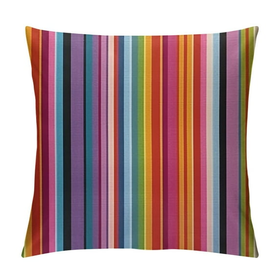 COMIO Decorative Throw Pillow Cushion Covers for Sofa Mexican Cinco Ornament Rug Pattern Serape Stripes Traditional De Textures Rainbow Color Abstract Couch Square Pillow Cases