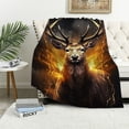 thumbnail image 1 of COMIO  Deer Gifts Blanket, Cool Black Gold Fire Lightning Deer Blankets, Deer Gifts for Men Women Kids, Funny Deer Hunting Gifts, Gifts for Hunters, Deer Lover Gifts Deer, Hunter, 1 of 6