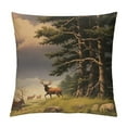 thumbnail image 1 of COMIO  Deer Throw Pillow Cover Elk in Rocky Mountains with Rocks Tree Wildlife Rectangle Pillow Cases Home Decorative Cushion Cover for Bed Sofa Brown, 1 of 5