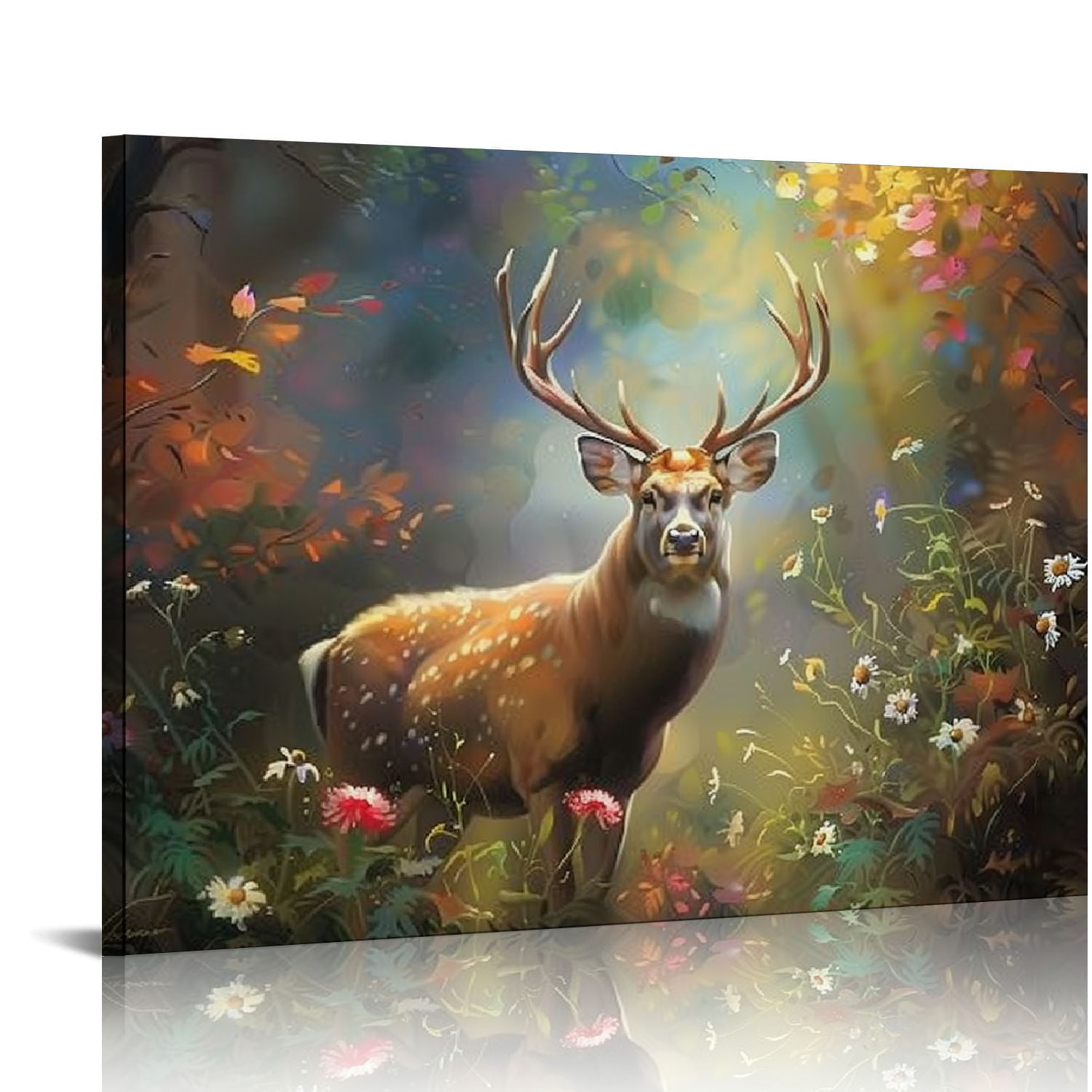 COMIO Deer Wall Art Decor Elk Canvas Pictures Forest Landscape Theme ...
