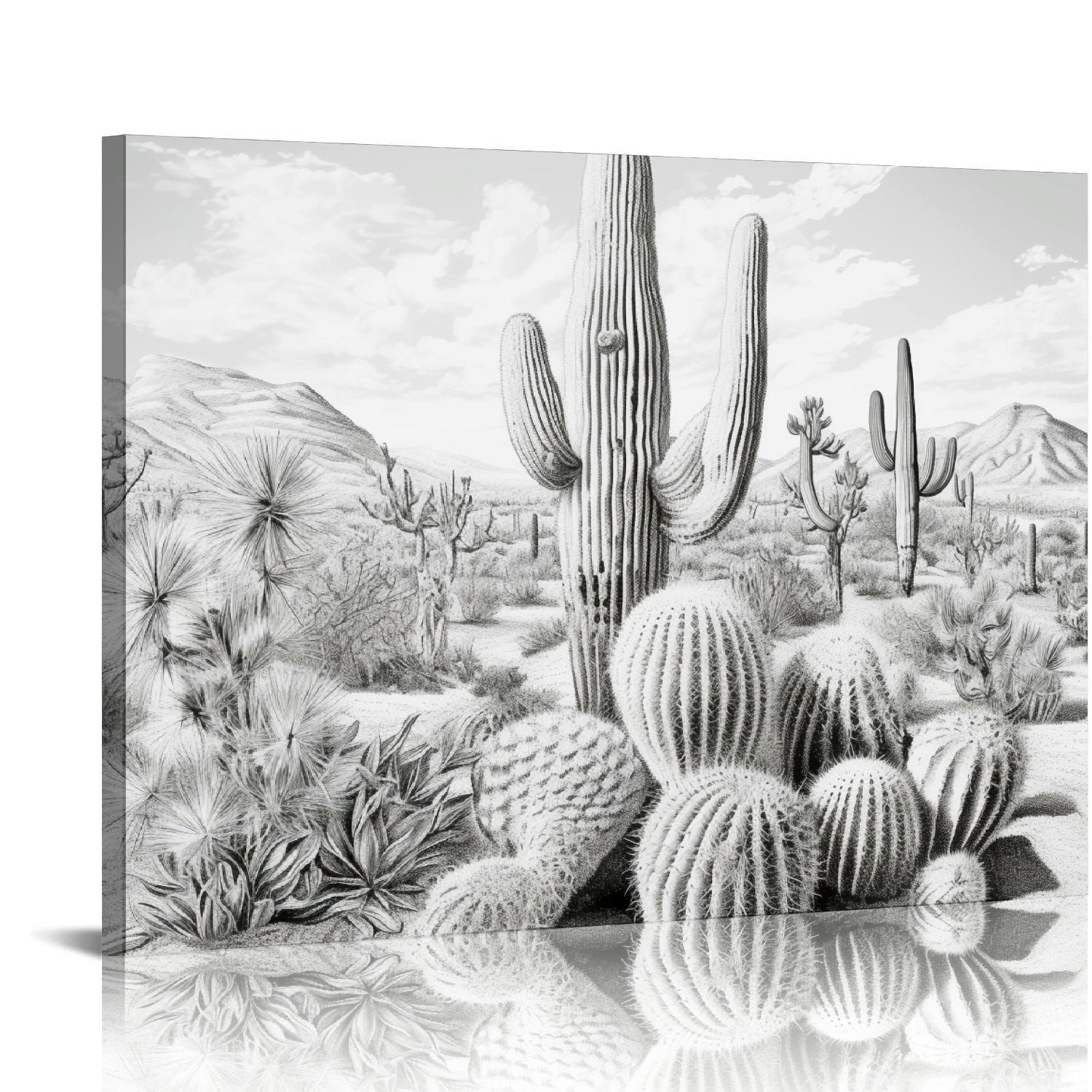 COMIO Desert Landscape Canvas Wall Art Cactus Poster Prints Black and ...