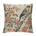 thumbnail image 1 of COMIO  Designer Vintage Floral Throw Pillow Covers for Couch,Brown Pillowcases with Bird and Rose Pattern Decorative Square Cushion for Bed Living Room Outdoor Cafe Car, 1 of 5
