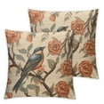 thumbnail image 1 of COMIO  Designer Vintage Floral Throw Pillow Covers for Couch,Brown Yellow Pillowcases with Bird and Rose Pattern Decorative Square Cushion for Bed Living Room Outdoor Cafe Car, 2pc, 1 of 6